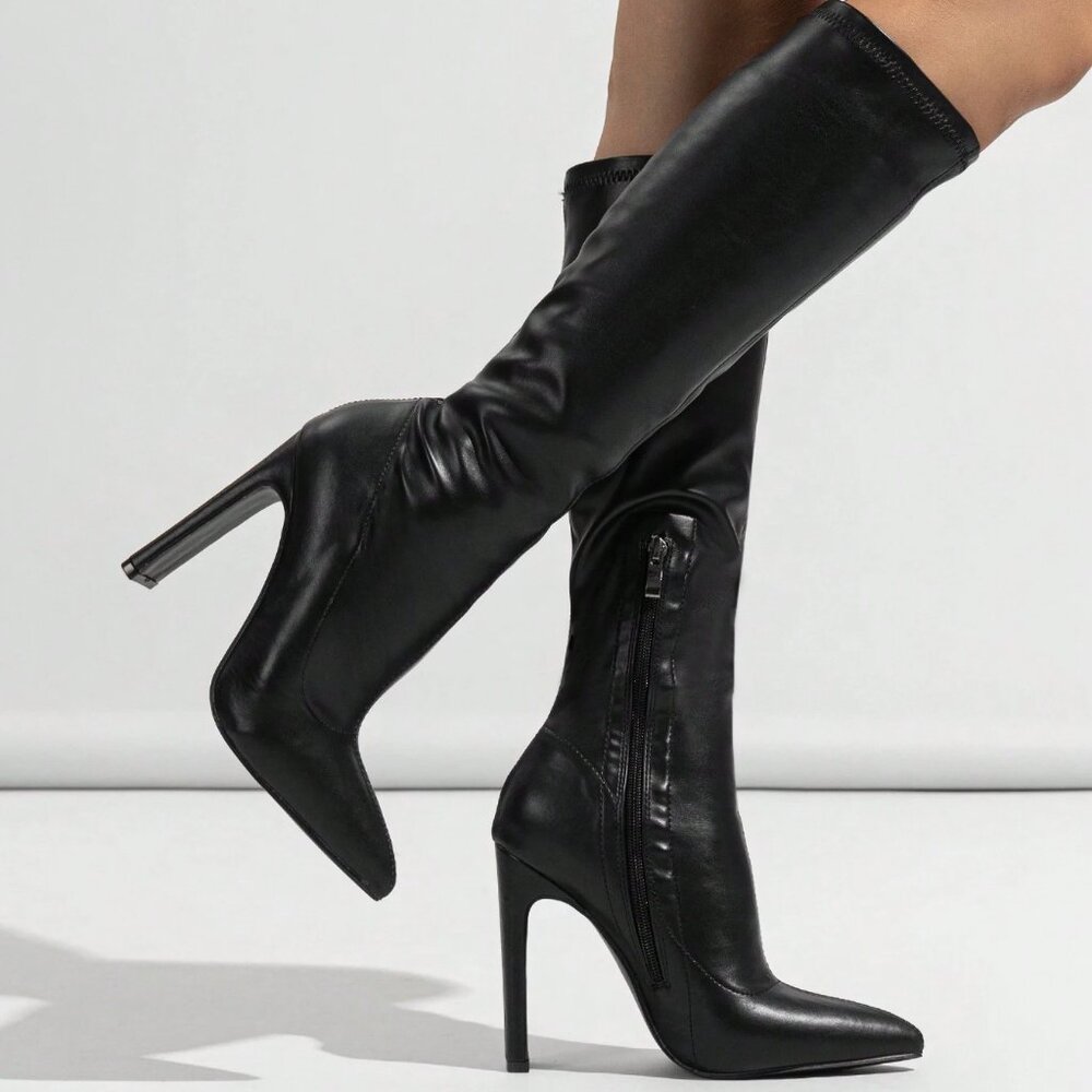 Women's Pointed Toe Over The Knee Fashion Boots With Zipper